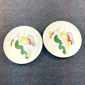 Blue Ridge Set of 2 Pottery Dinner Plates 10" Round Floral Shiny Finish